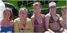 Girls resting on boat