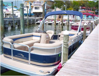 Aloha dock with pontoon boats